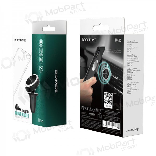 Automobilinis Universeel telefono laikiklis Borofone BH6, mounted on ventilation grilles, magnetic, zwart