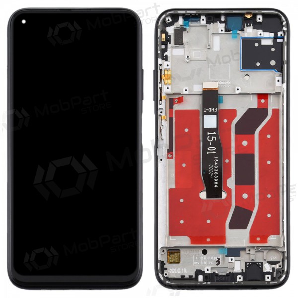 Huawei P40 Lite scherm (zwart) (met een frame) (gebruikt grade A, origineel)