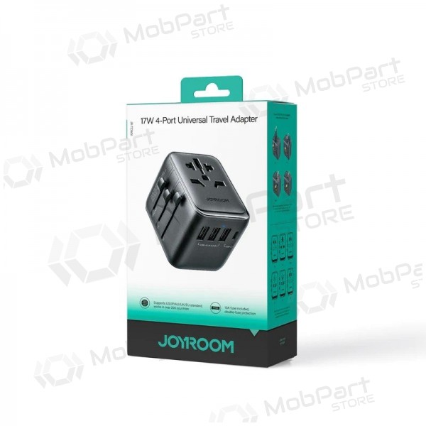 Universeel kelioninis lader Joyroom JR-TCW01 3xUSB-A/USB-C zwart