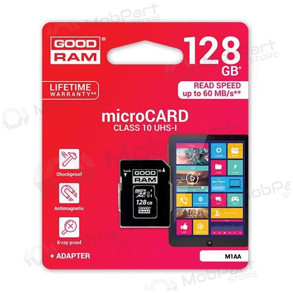 Geheugenkaart GOODRAM MicroSD 128Gb (class 10) + SD adapter