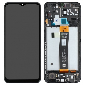 Ekranas Samsung A047 A04S 2022 su lietimui jautriu stikliuku Black en rėmeliu origineel