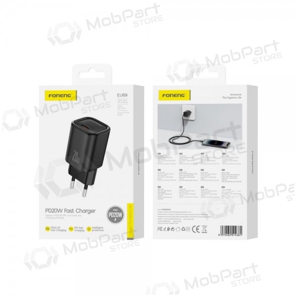 Telefoonoplader Foneng EU69 20 W USB-C zwart