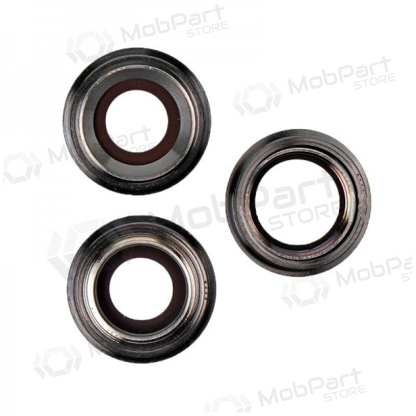 Apple iPhone 11 Pro / 11 Pro Max camera glas (3stuks) (zwart) (met een frame)