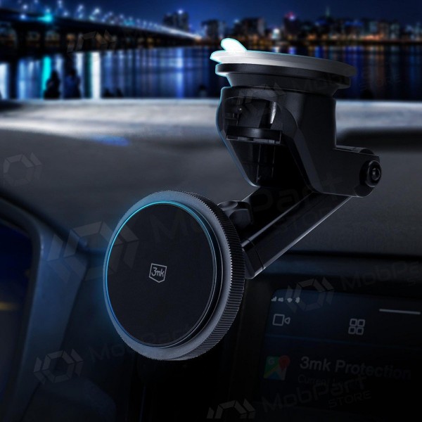 Auto telefoonhouder met draadloos opladen 3MK Car MagCharger 15 W op het dashboard.
