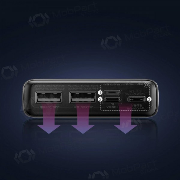 Externe batterij Power Bank Baseus Adaman 22.5W 20000mAh + Type-C 0.3m zwart PPAD070101