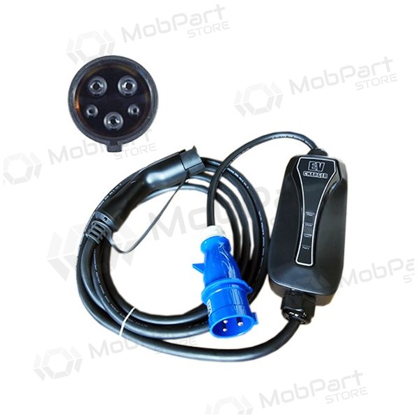 Elektromobilio nešiojamas lader Type 1 - CEE, 6-32A, 7.2kW, 1-fazė, 5m