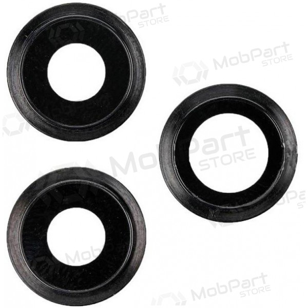 Apple iPhone 11 Pro / 11 Pro Max camera glas (3stuks) (zwart) (met een frame)