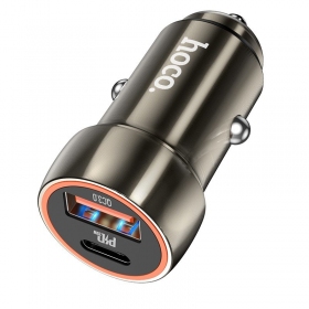 Lader automobilinis Hoco Z46A USB-A/Type-C PD20W+QC3.0 grijs