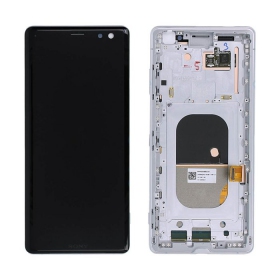 Sony Xperia XZ3 H8416 / H9436 scherm (wit) (met een frame) (gebruikt grade B, origineel)