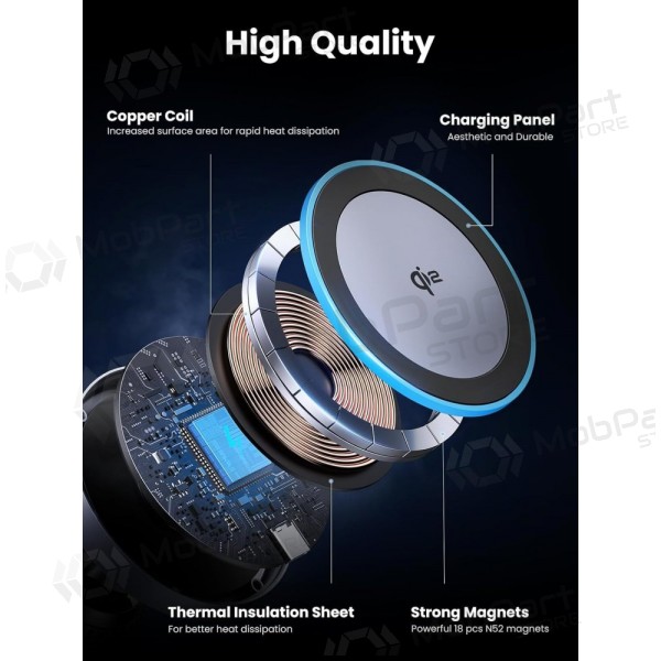 Automobilinis laikiklis-lader Ugreen W708 MagSafe 15W (35970) zwart