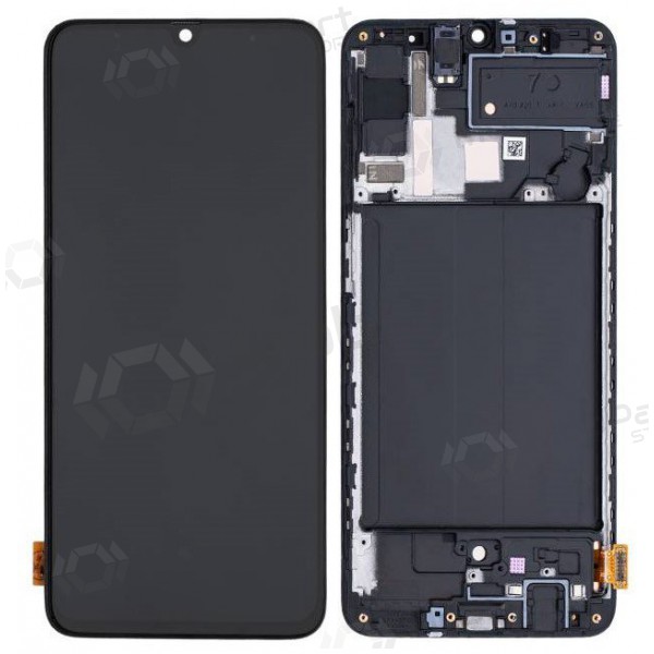 Ekranas Samsung A705 A70 2019 su lietimui jautriu stikliuku en rėmeliu Black OLED (real size)